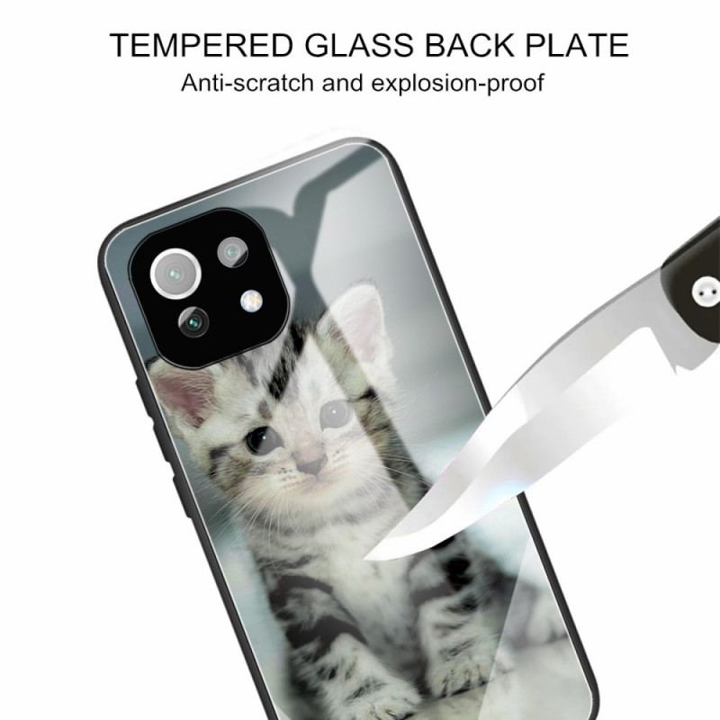 Capa Para Xiaomi Mi 11 Lite 4G / 5G / 5G NE Vidro Temperado Gatinho