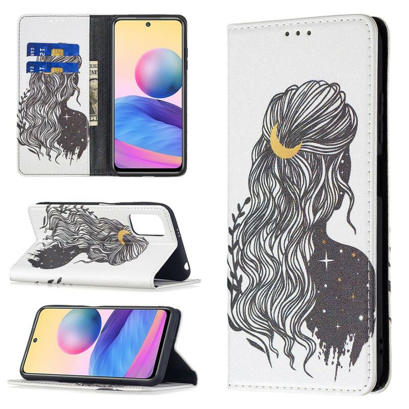 Capa De Celular Para Poco M3 Pro 5G Flip Cabelo Bonito