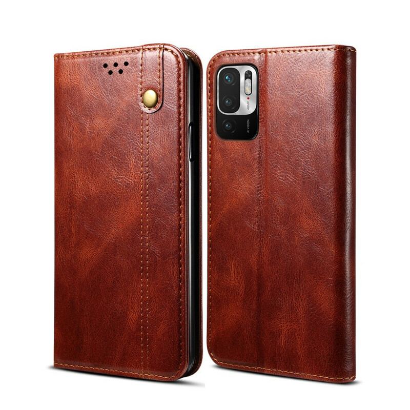 Capa De Celular Para Poco M3 Pro 5G Flip Couro Sintético Encerado