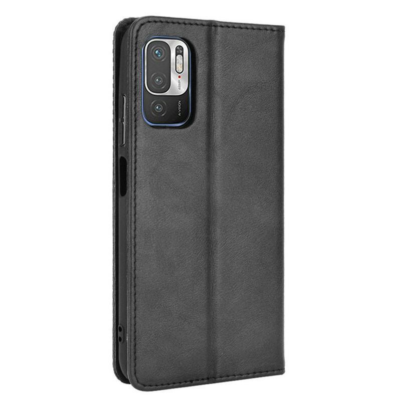 Capa De Celular Para Poco M3 Pro 5G Flip Efeito Couro Vintage Estilizado