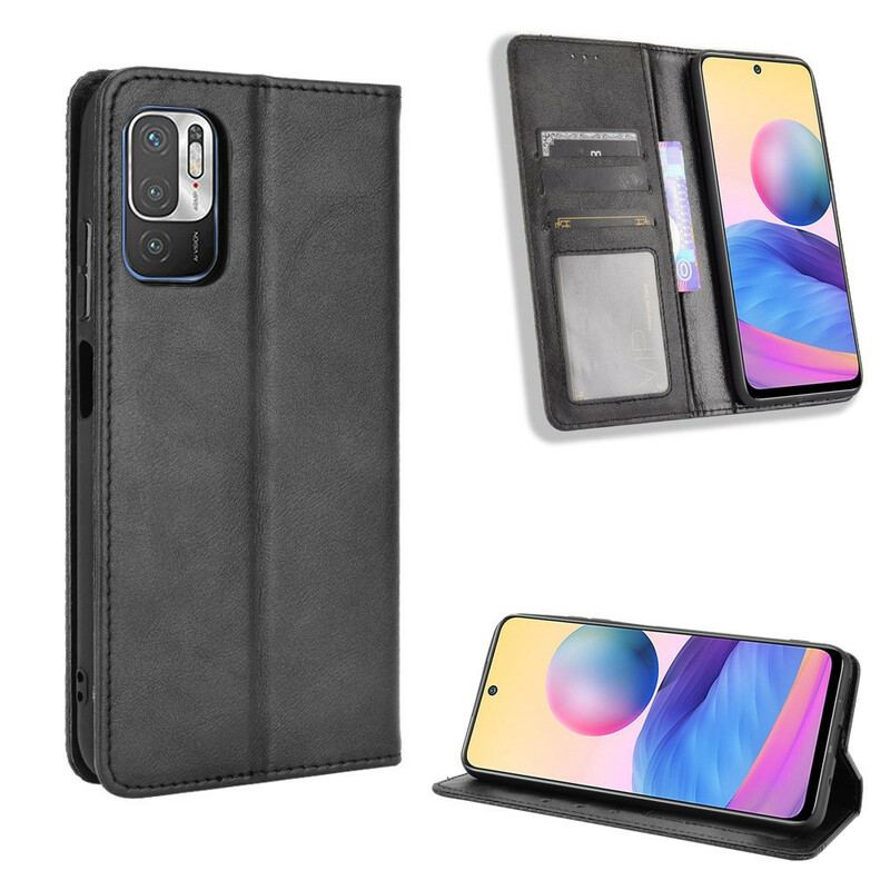 Capa De Celular Para Poco M3 Pro 5G Flip Efeito Couro Vintage Estilizado