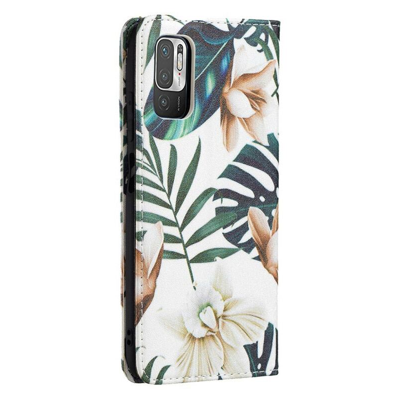 Capa De Celular Para Poco M3 Pro 5G Flip Folhas