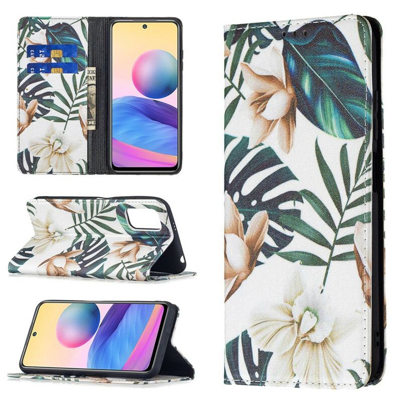 Capa De Celular Para Poco M3 Pro 5G Flip Folhas