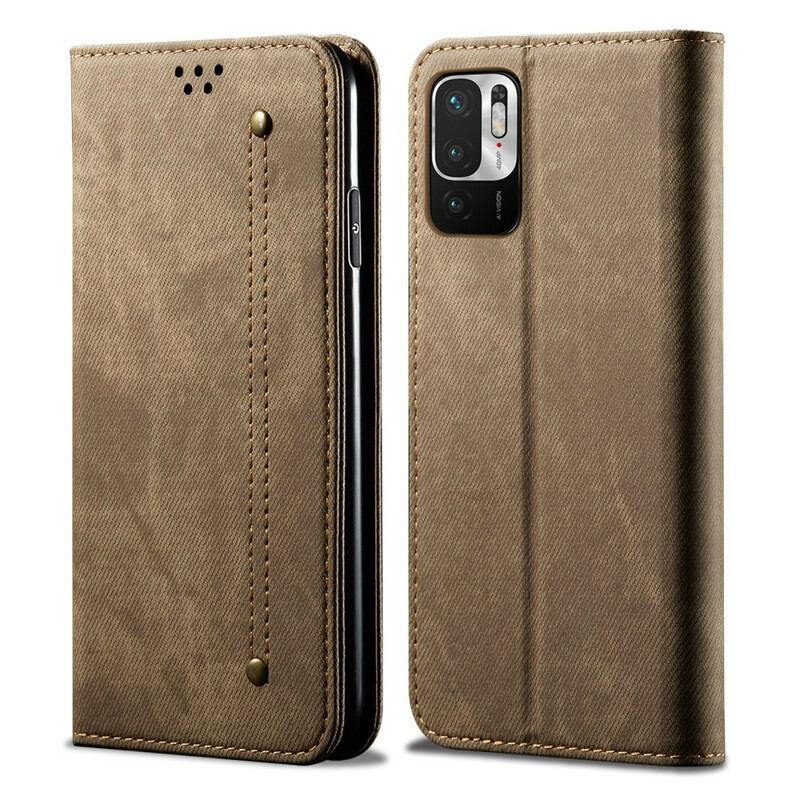 Capa De Celular Para Poco M3 Pro 5G Flip Tecido Jeans