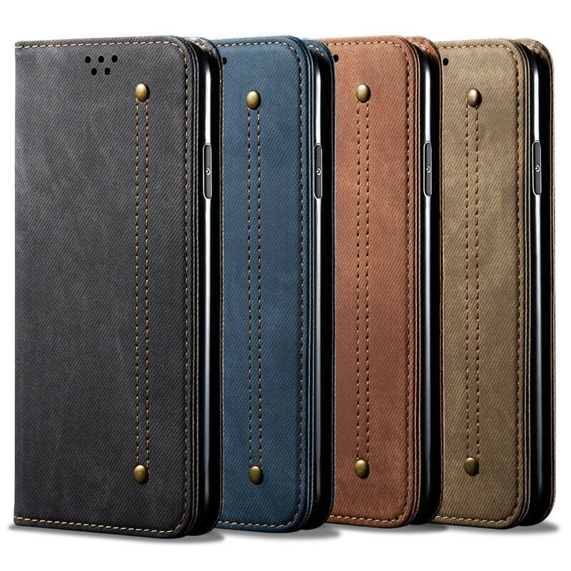 Capa De Celular Para Poco M3 Pro 5G Flip Tecido Jeans