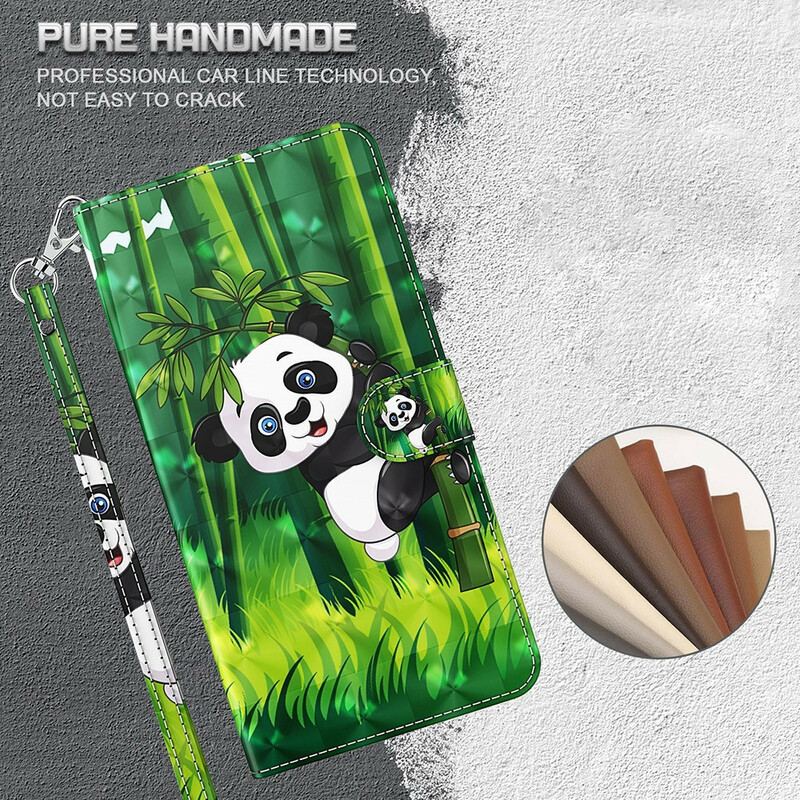 Capa De Couro Para Poco M3 Pro 5G Panda E Bambu