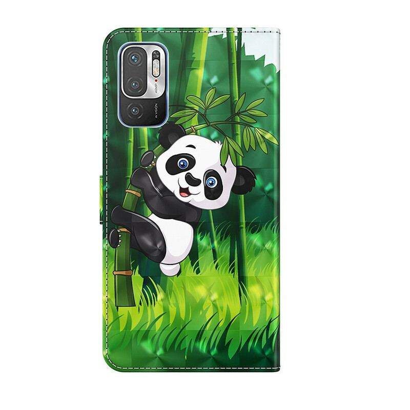 Capa De Couro Para Poco M3 Pro 5G Panda E Bambu