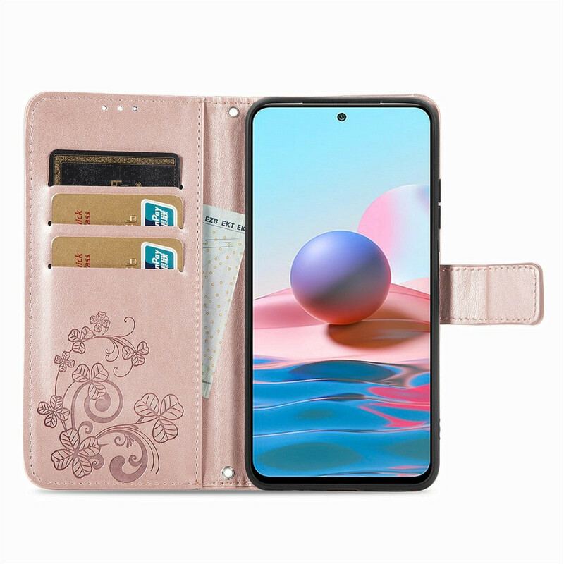 Capa Em Pele Para Poco M3 Pro 5G Flores Ao Vento