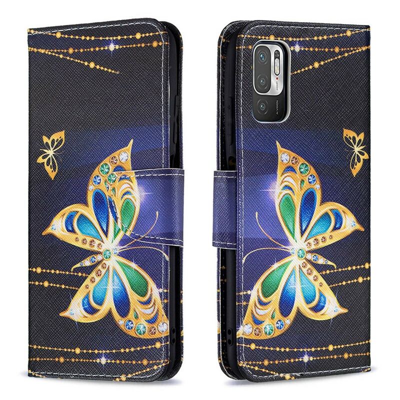 Capa Flip Para Poco M3 Pro 5G Borboleta Mágica