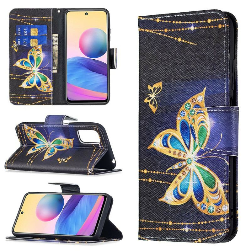 Capa Flip Para Poco M3 Pro 5G Borboleta Mágica