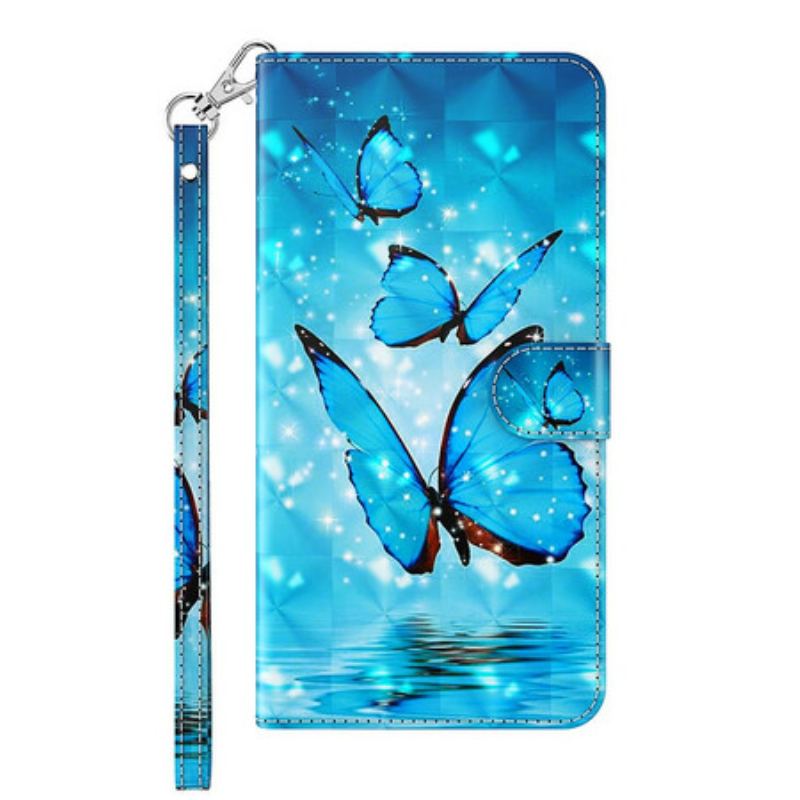 Capa Flip Para Poco M3 Pro 5G Borboletas Azuis