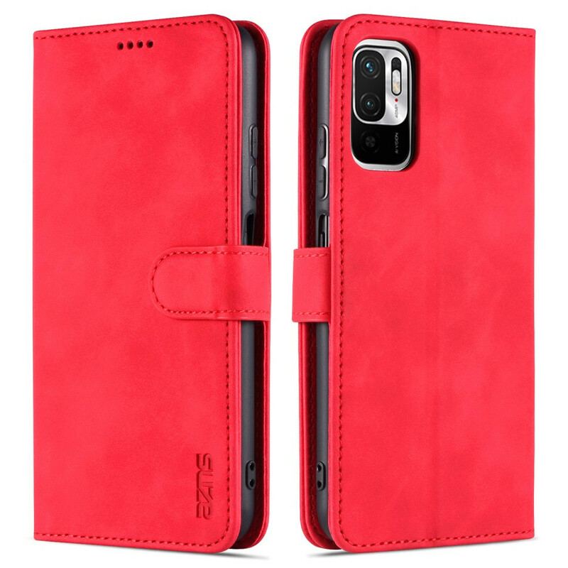 Capa Flip Para Poco M3 Pro 5G Efeito Couro Azns