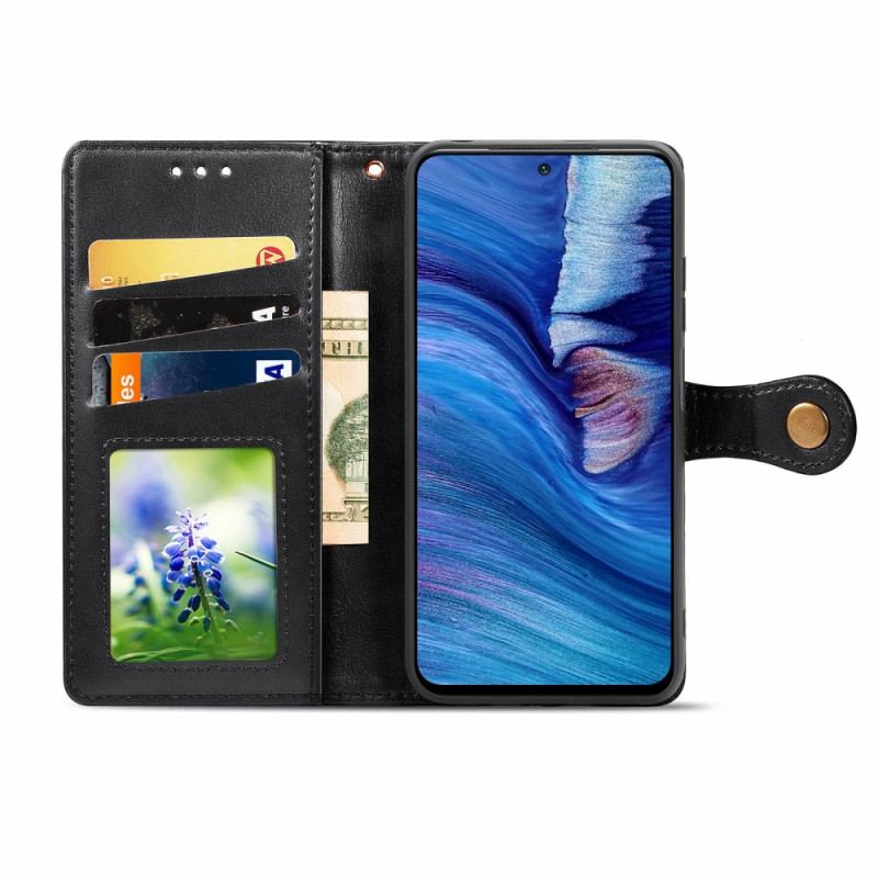 Capa Flip Para Poco M3 Pro 5G Fecho De Rebite E Alça