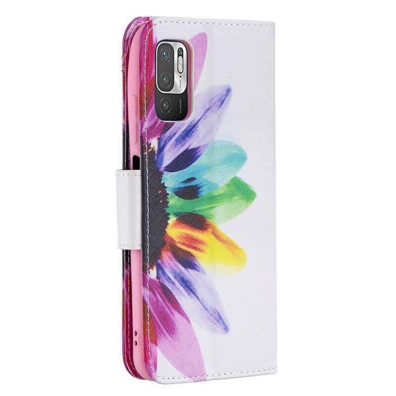 Capa Flip Para Poco M3 Pro 5G Flor Aquarela