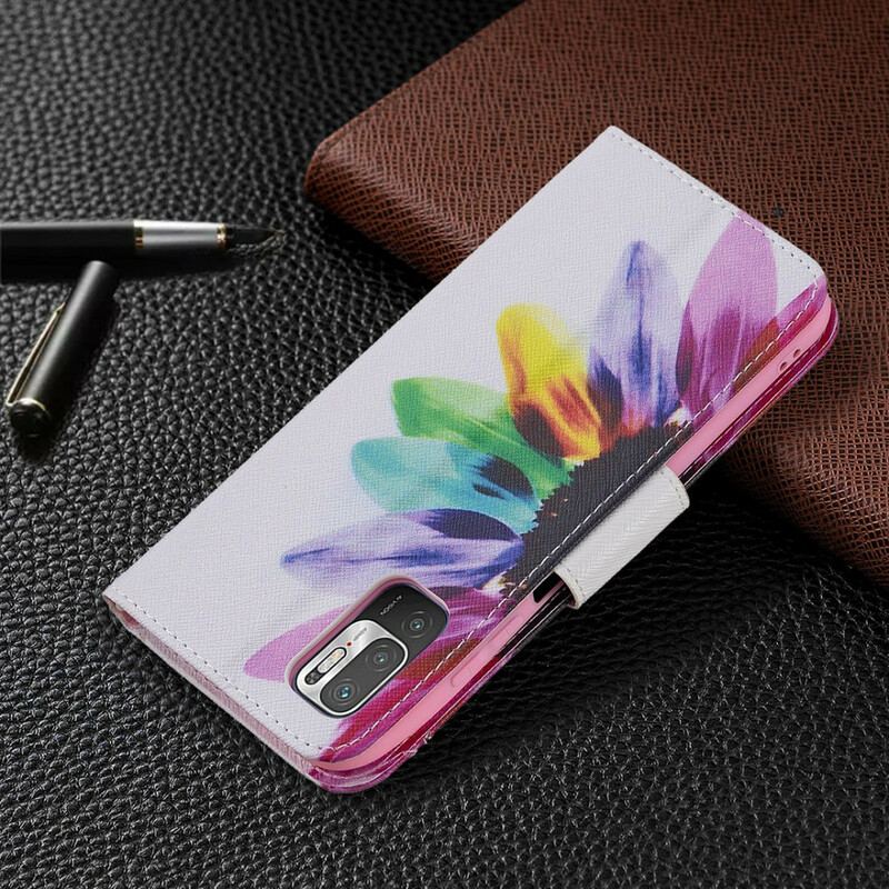 Capa Flip Para Poco M3 Pro 5G Flor Aquarela