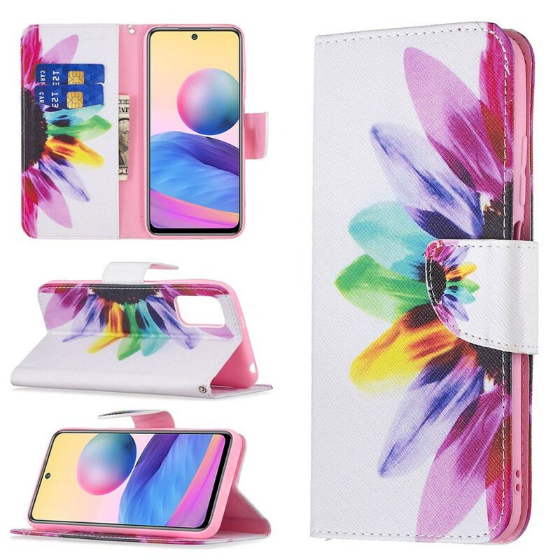 Capa Flip Para Poco M3 Pro 5G Flor Aquarela