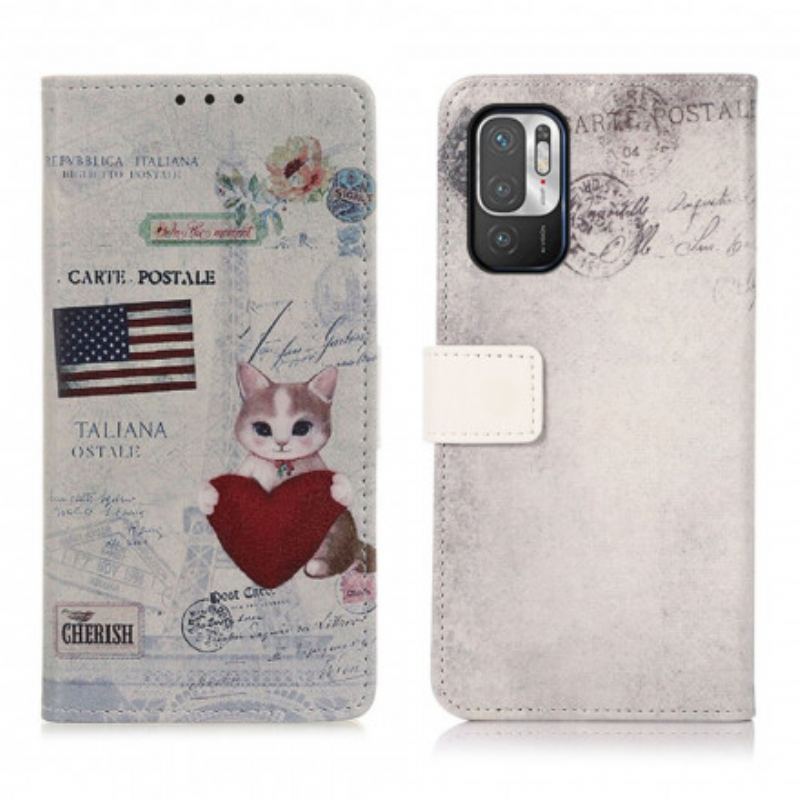 Capa Flip Para Poco M3 Pro 5G Gato Viajante