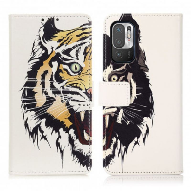 Capa Flip Para Poco M3 Pro 5G Tigre Feroz