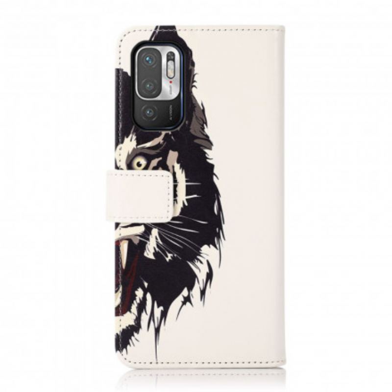 Capa Flip Para Poco M3 Pro 5G Tigre Feroz