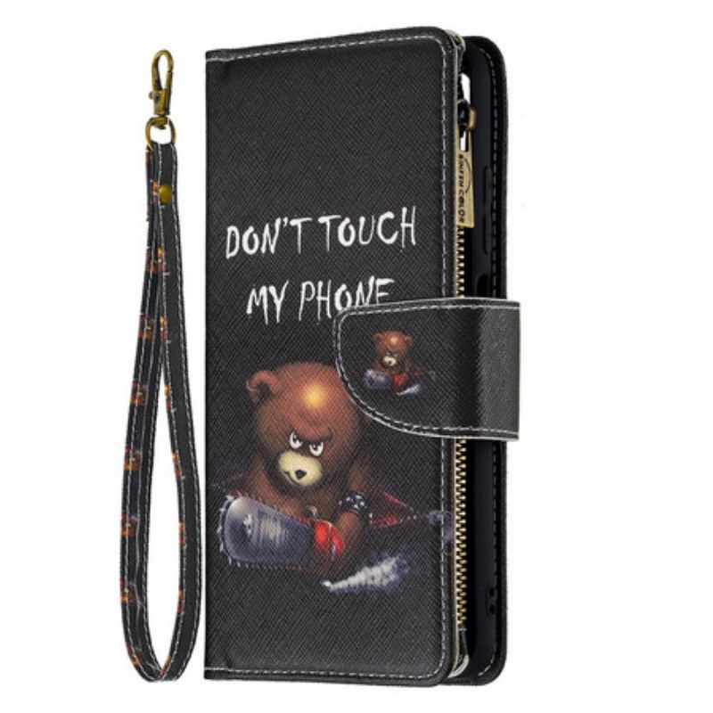 Capa Flip Para Poco M3 Pro 5G Urso De Bolso Com Zíper