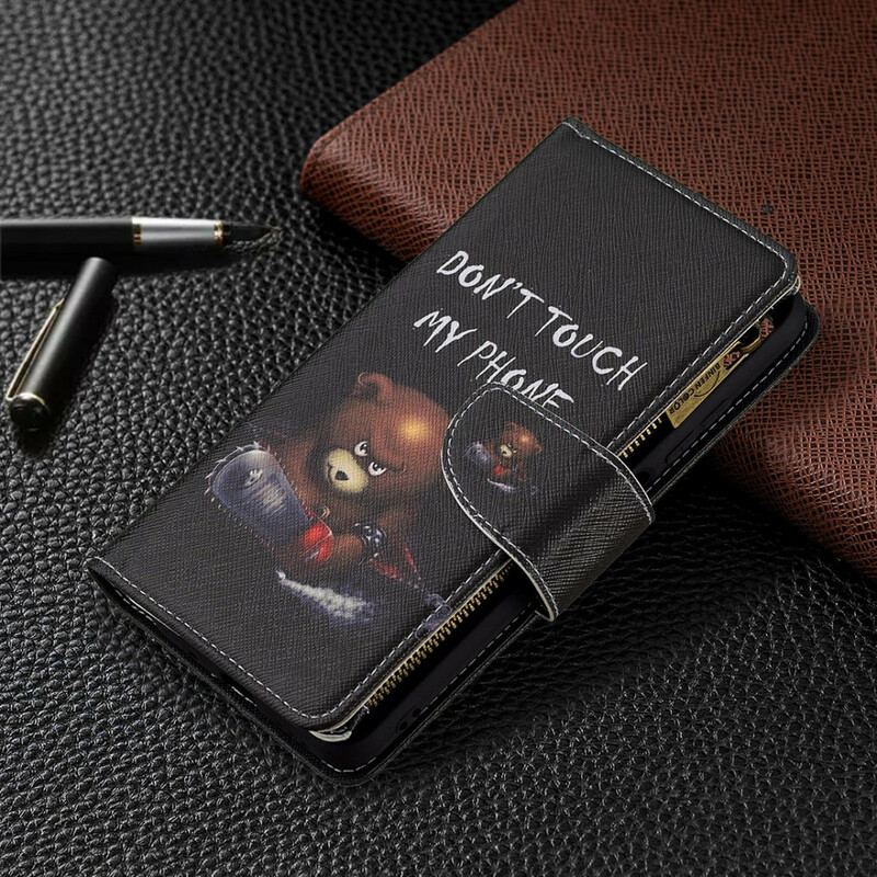 Capa Flip Para Poco M3 Pro 5G Urso De Bolso Com Zíper