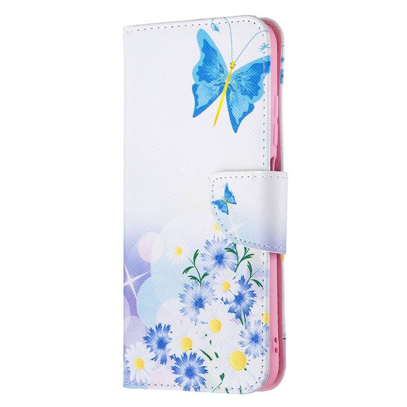 Capa Folio Para Poco M3 Pro 5G Borboletas E Flores