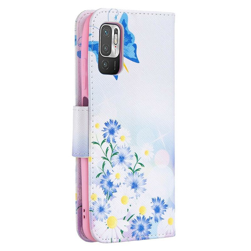 Capa Folio Para Poco M3 Pro 5G Borboletas E Flores