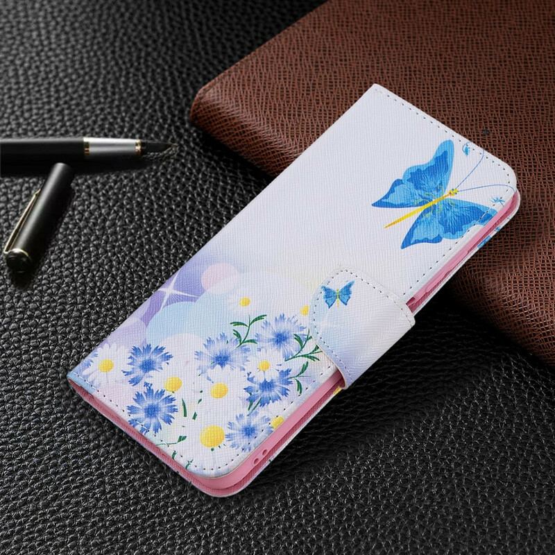 Capa Folio Para Poco M3 Pro 5G Borboletas E Flores