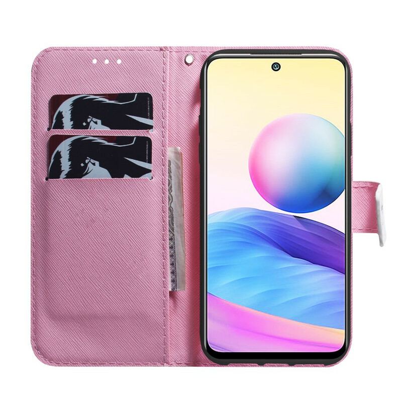 Capa Folio Para Poco M3 Pro 5G Flor Rosa Empoeirado