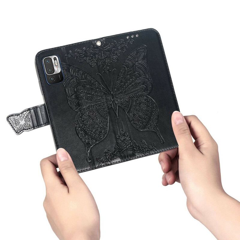 Capa Folio Para Poco M3 Pro 5G Meia Borboleta