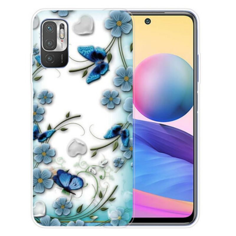 Capa Para Poco M3 Pro 5G Borboletas E Flores Retrô