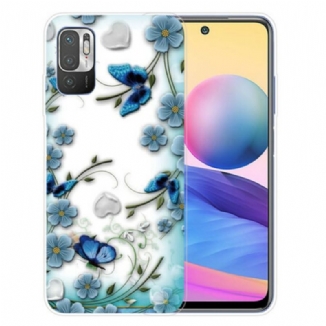 Capa Para Poco M3 Pro 5G Borboletas E Flores Retrô