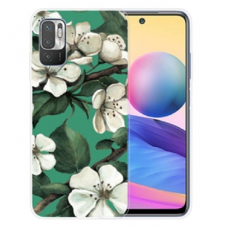 Capa Para Poco M3 Pro 5G Flores Brancas Pintadas