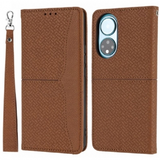 Capa Flip Para Honor 50 SE De Cordão Estilo Tecido Tiras