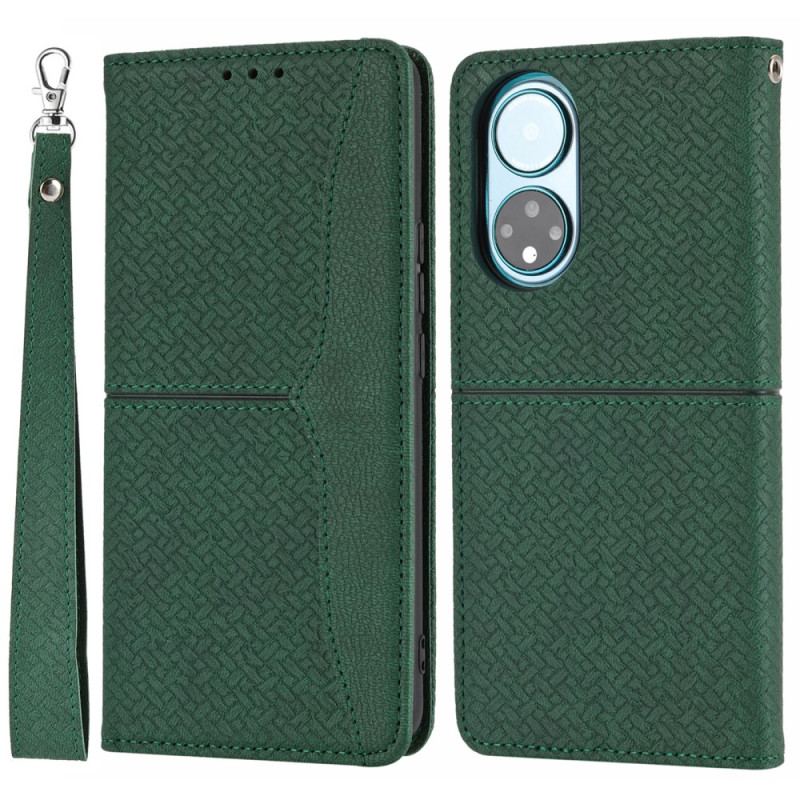 Capa Flip Para Honor 50 SE De Cordão Estilo Tecido Tiras