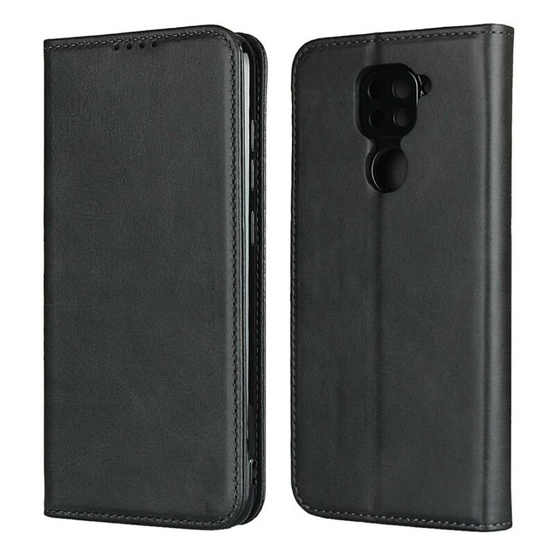 Capa De Celular Para Xiaomi Redmi Note 9 Flip Costura De Couro Sintético Premium