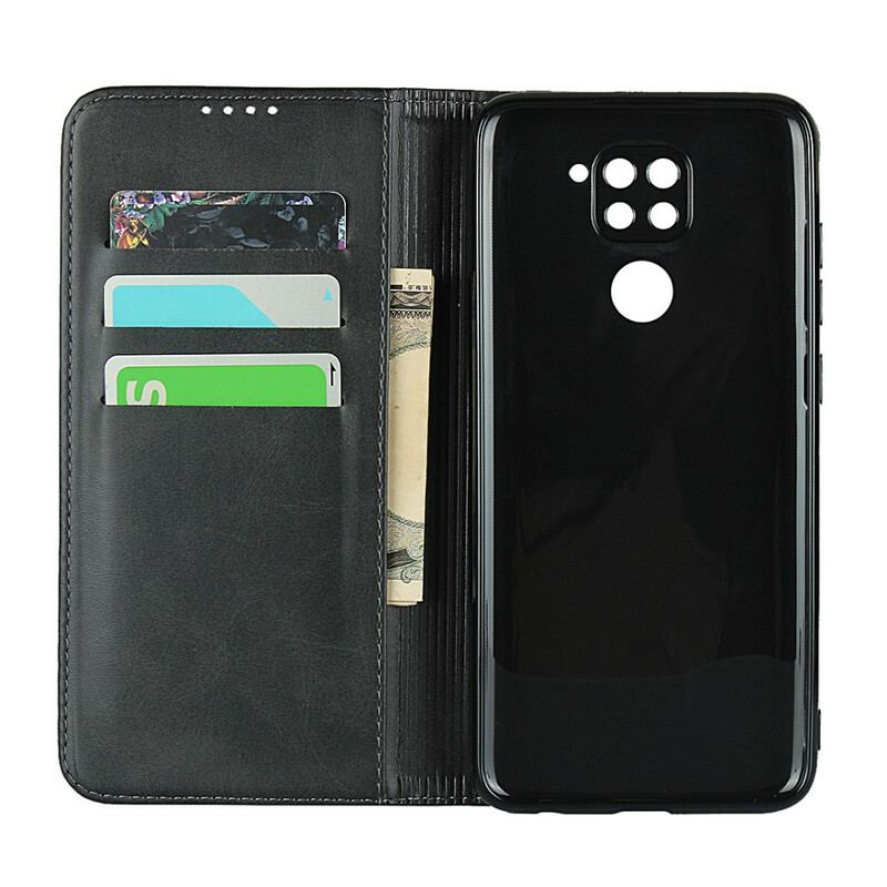 Capa De Celular Para Xiaomi Redmi Note 9 Flip Costura De Couro Sintético Premium