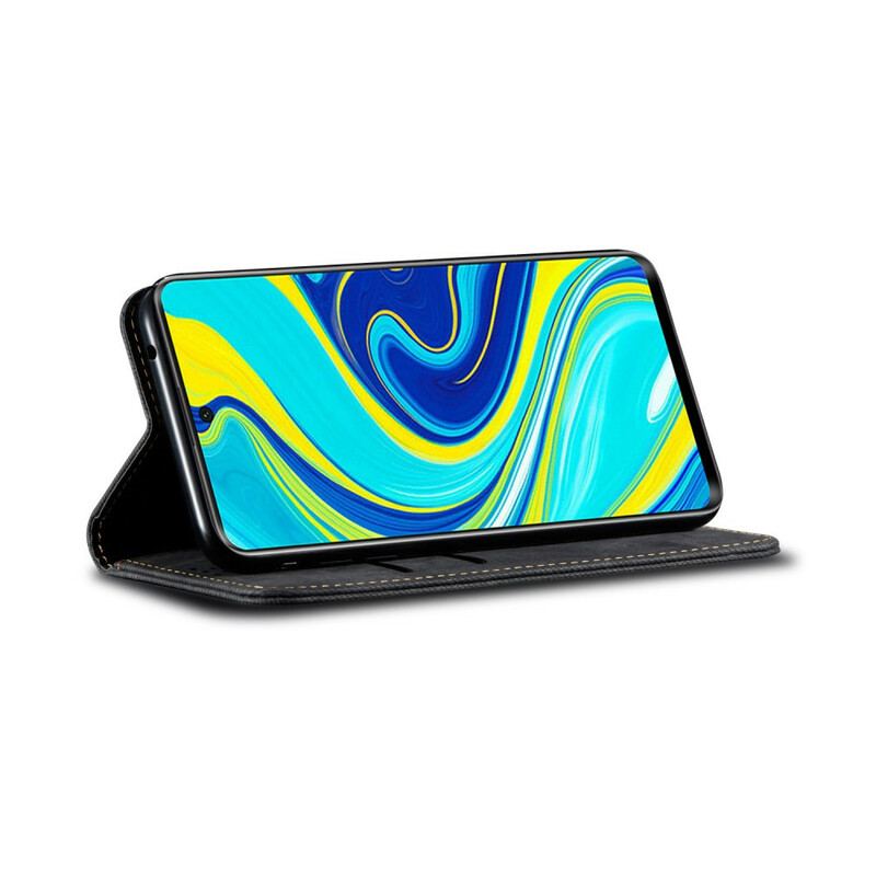 Capa De Celular Para Xiaomi Redmi Note 9 Flip Tecido Jeans