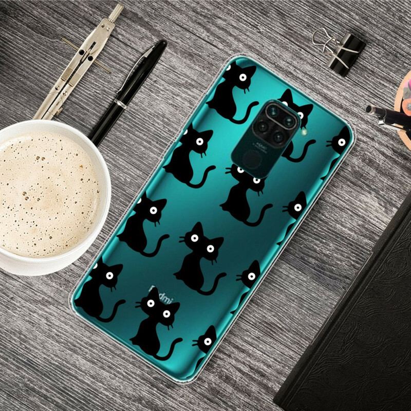 Capa De Celular Para Xiaomi Redmi Note 9 Vários Gatos Pretos