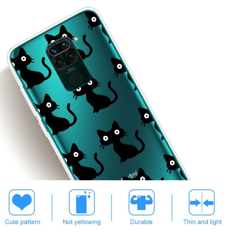 Capa De Celular Para Xiaomi Redmi Note 9 Vários Gatos Pretos