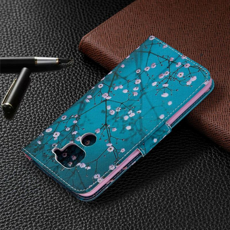 Capa De Couro Para Xiaomi Redmi Note 9 Árvore Florida