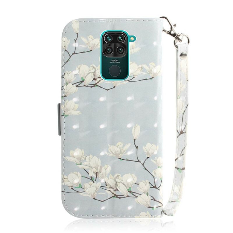 Capa De Couro Para Xiaomi Redmi Note 9 De Cordão Árvore De Flores De Cinta