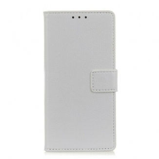 Capa De Couro Para Xiaomi Redmi Note 9 Costuras Efeito Couro Lichia