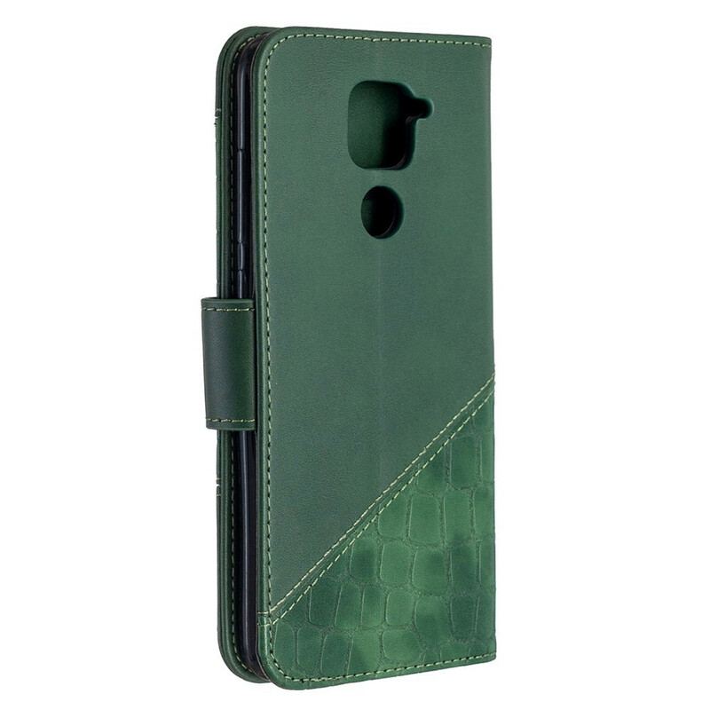 Capa De Couro Para Xiaomi Redmi Note 9 Efeito Clássico De Pele De Crocodilo