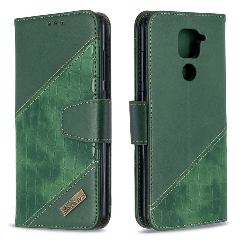 Capa De Couro Para Xiaomi Redmi Note 9 Efeito Clássico De Pele De Crocodilo