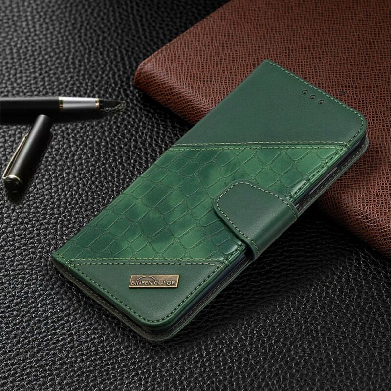 Capa De Couro Para Xiaomi Redmi Note 9 Efeito Clássico De Pele De Crocodilo