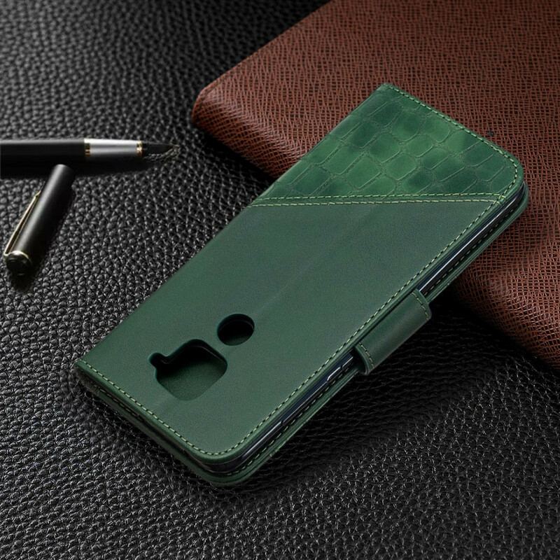 Capa De Couro Para Xiaomi Redmi Note 9 Efeito Clássico De Pele De Crocodilo