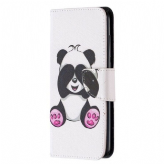 Capa De Couro Para Xiaomi Redmi Note 9 Panda Divertido