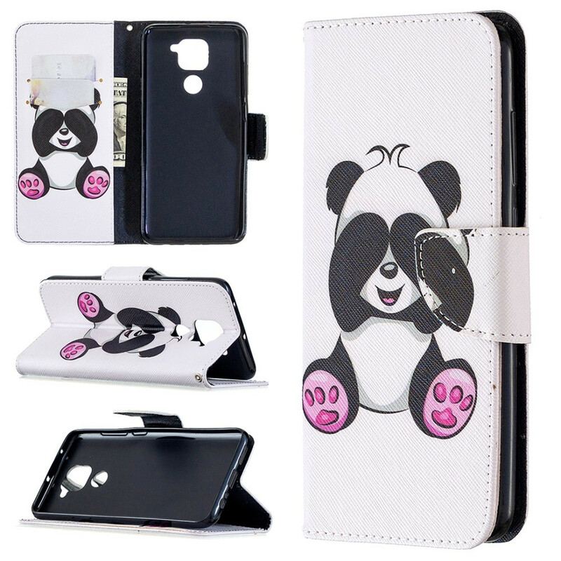 Capa De Couro Para Xiaomi Redmi Note 9 Panda Divertido