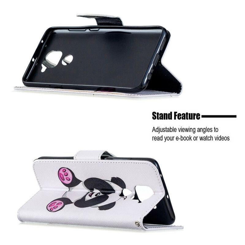 Capa De Couro Para Xiaomi Redmi Note 9 Panda Divertido